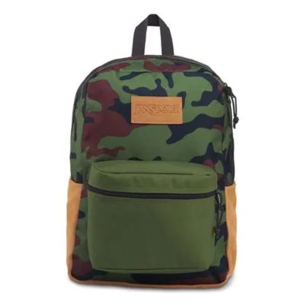 NWT Jansport Super Suede New Olive‎ Camo Sherpa Backpack 25L 16.75H x 13L x 8.5D